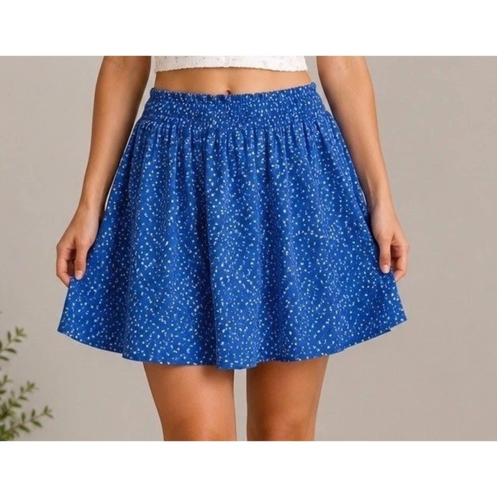 In April 1986 Los Angeles Womens Chiffon Skirt Sz M/L Blue White Floral Boho Y2K